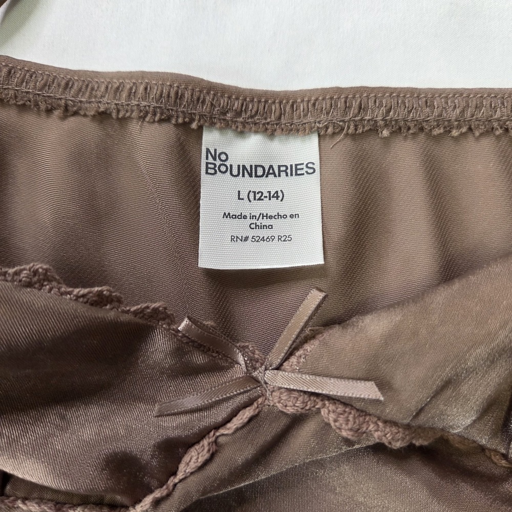 No Boundaries Women Large Babydoll Cami Mocha Satin Forest Fairy Grunge Coquette - Picture 2 of 8
